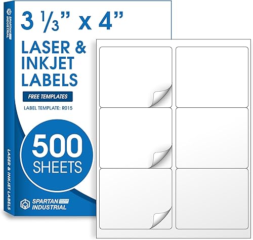 Etiquetas de envío blancas mate de 3 13 x 4 pulgadas compatibles con impresoras de inyección de tinta y láser, 500 hojas, 3000 calcomanías