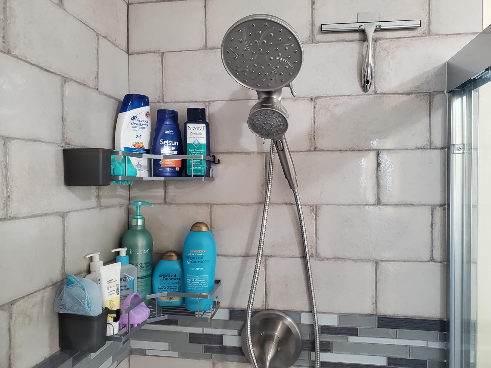 AKTECKE Corner Shower Caddy Bathroom Organizer Adhesive Shower Rack Bathtub Shelves - 3Pack No Drilling Shower Shelf photo review