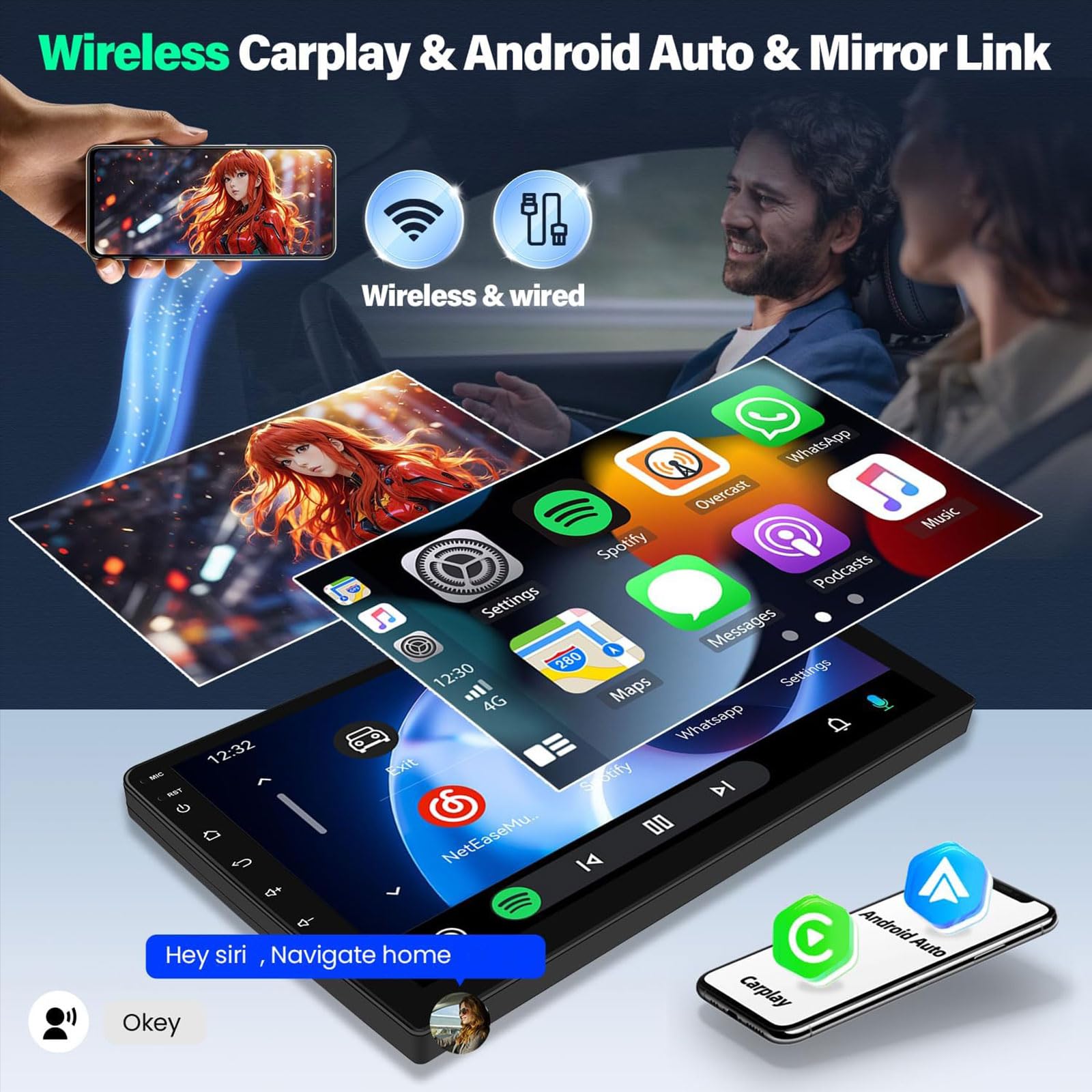 10'' Radio Samochodowe Android 15 Do Ni-ssan Sentra Sylphy B17 2013-2018 Z Ekranem Dotykowym Radio Z Bezprzewodowym CarPlay Android Auto GPS Bluetooth WiFi FM RDS SWC Kamerą Cofania(Size:8Core 4+32G)