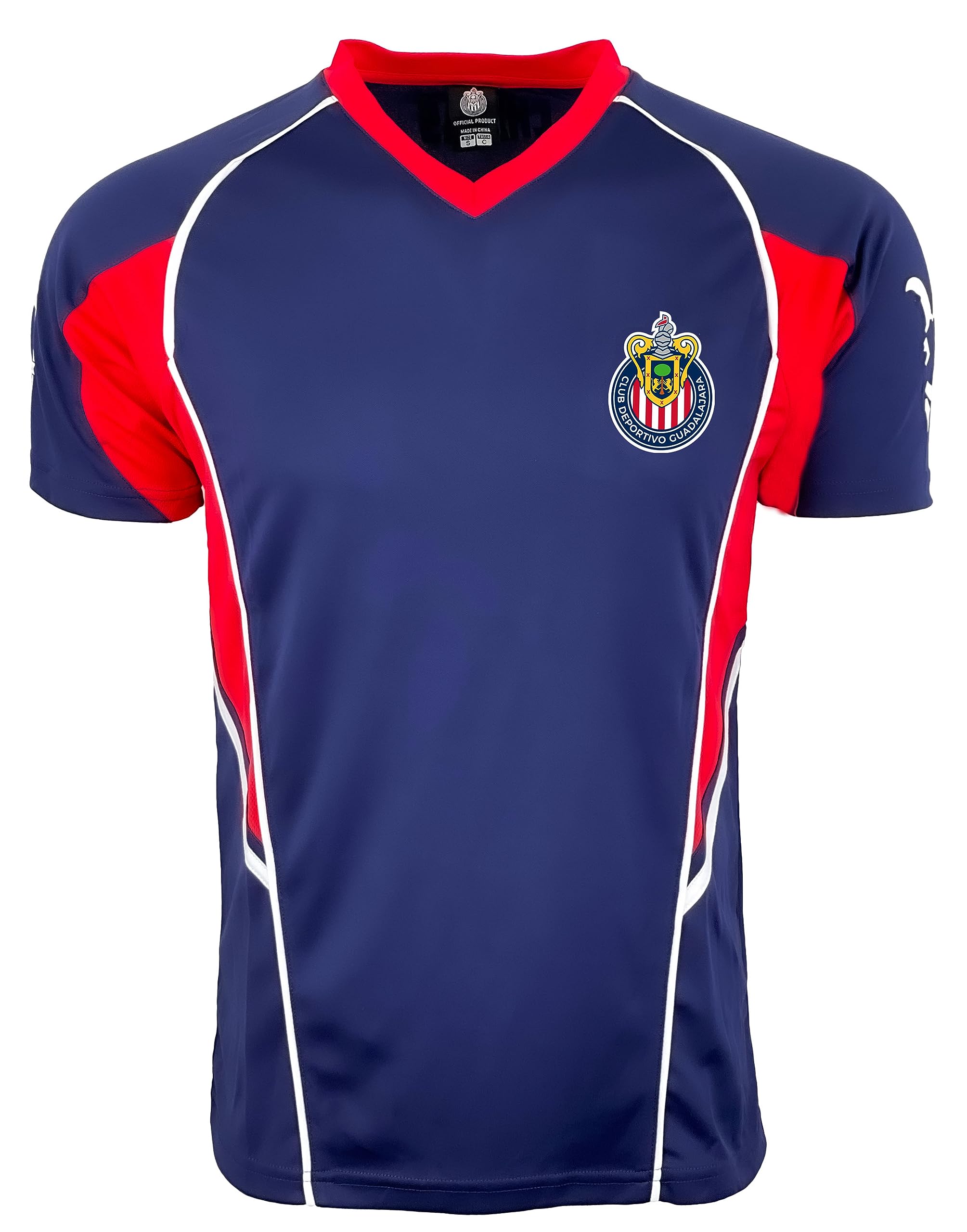 Icon Sports Boy's Guadalajara Training Jersey, Youth Sizes Short Sleeve Licensed Tee Shirt (Youth Medium) Navy