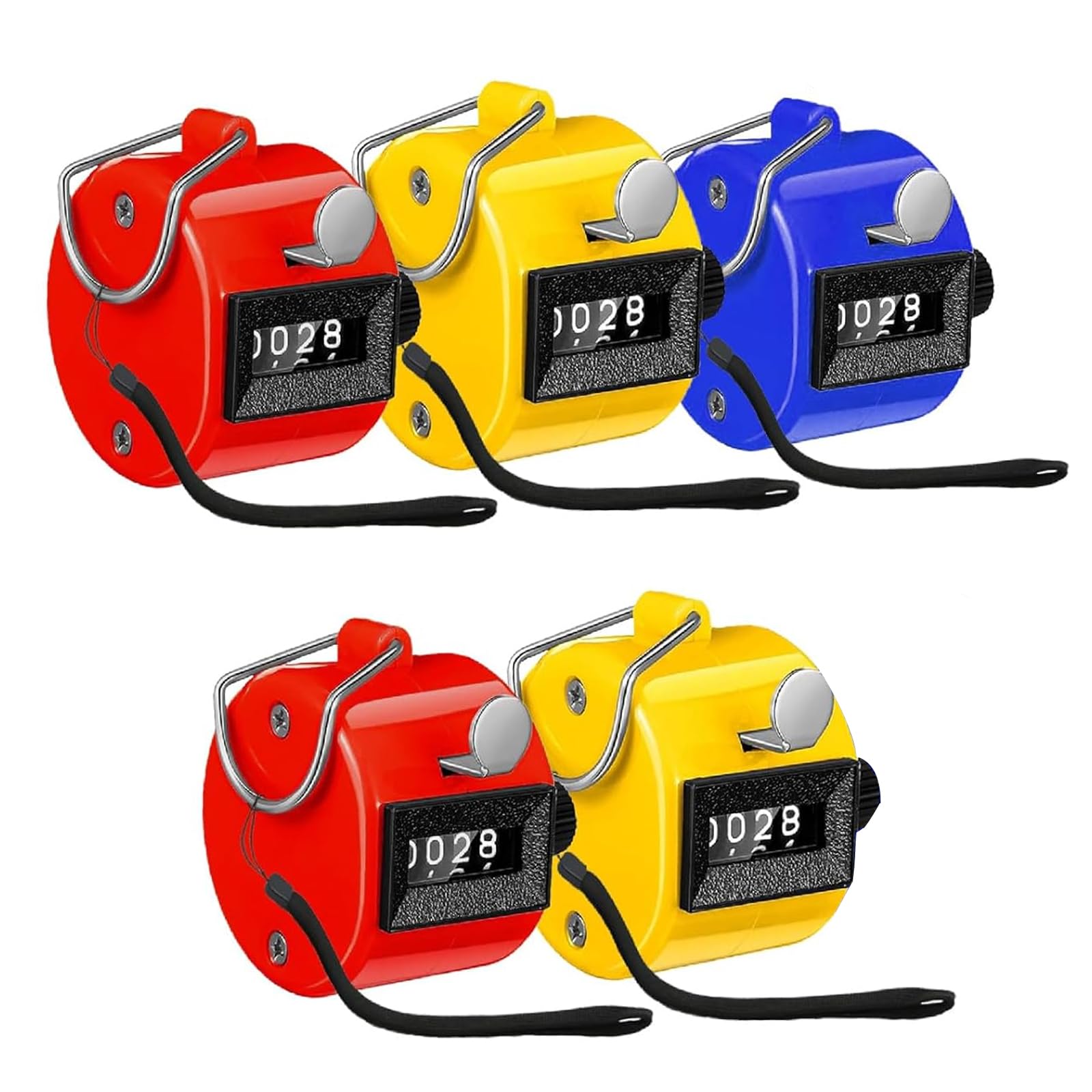 Binmiza 5 Pcs Hand Tally Counters, Clicker Counter, 4-Digit Tally Counter, Metal Hand Tally Counters Clicker, for Teachers, Coaches, Knitting, Golf, Fishing, Sports and Event Use,.