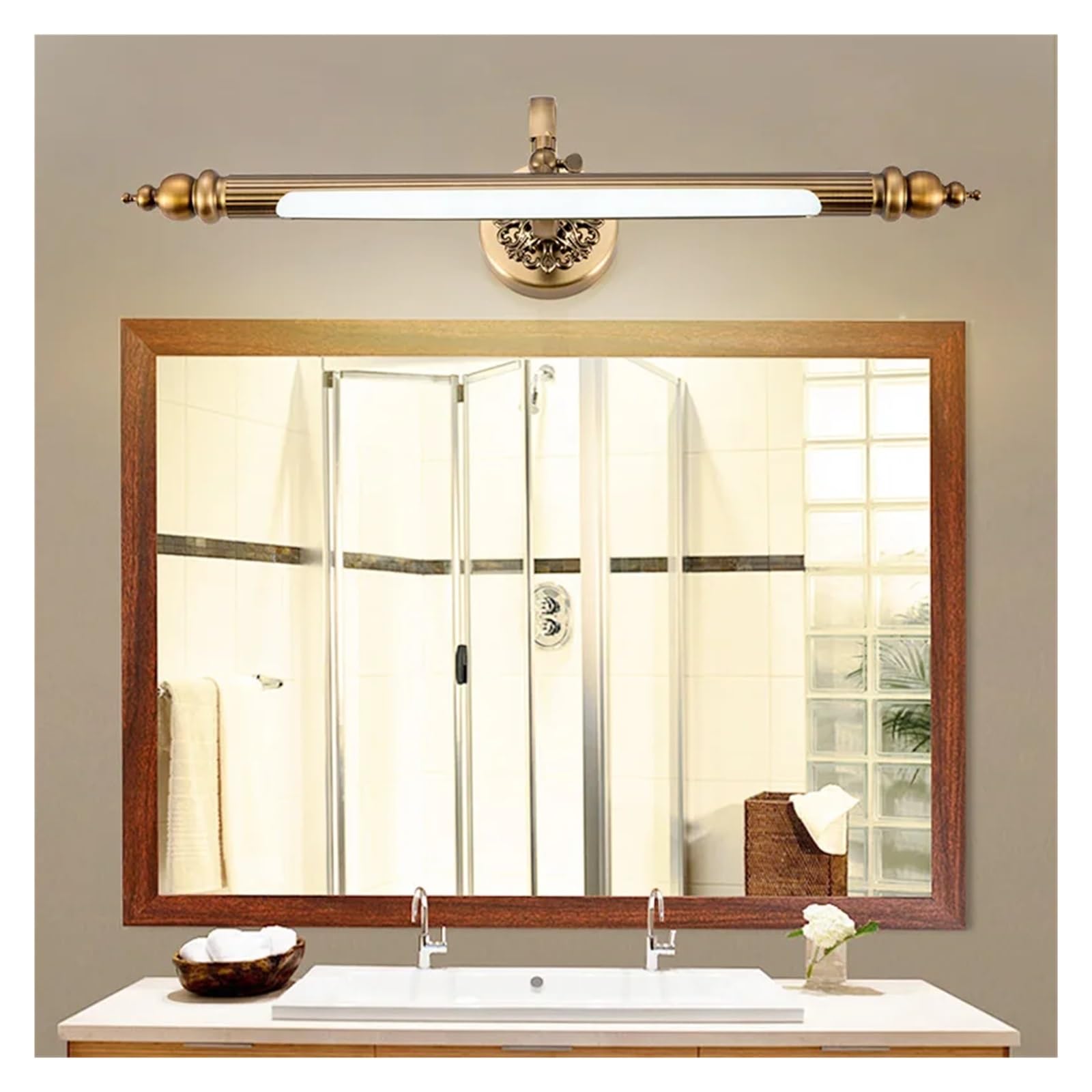 Lampa ścienna, Retro światło lustrzane kinkiet, kinkiet łazienkowy 51cm 61cm 71cm 8W 10W AC85-265V, oświetlenie wewnętrzne wystrój pokoju kinkiety ścienne do sypialni(2700-3500K,61cm)