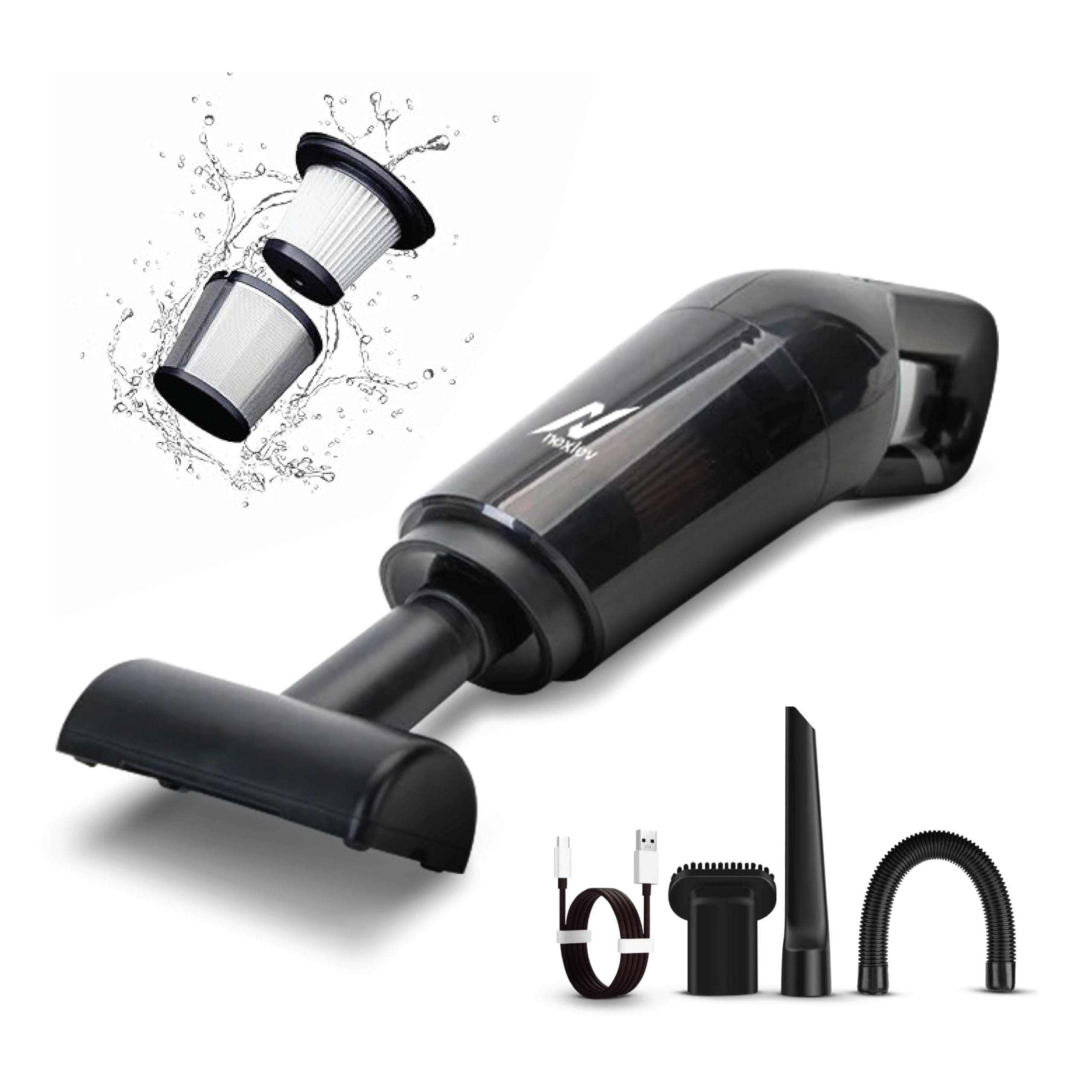 NexLev Cordless Vacuum Cleaner|HEPA with Stainless Steel Cover|6000 mAh|Copper Motor| Rechargeable Type C|Ideal for Home, Office & Car Use|Compact & Portable|Dust & Pet Hair Remover|3 Attachment|VC-02