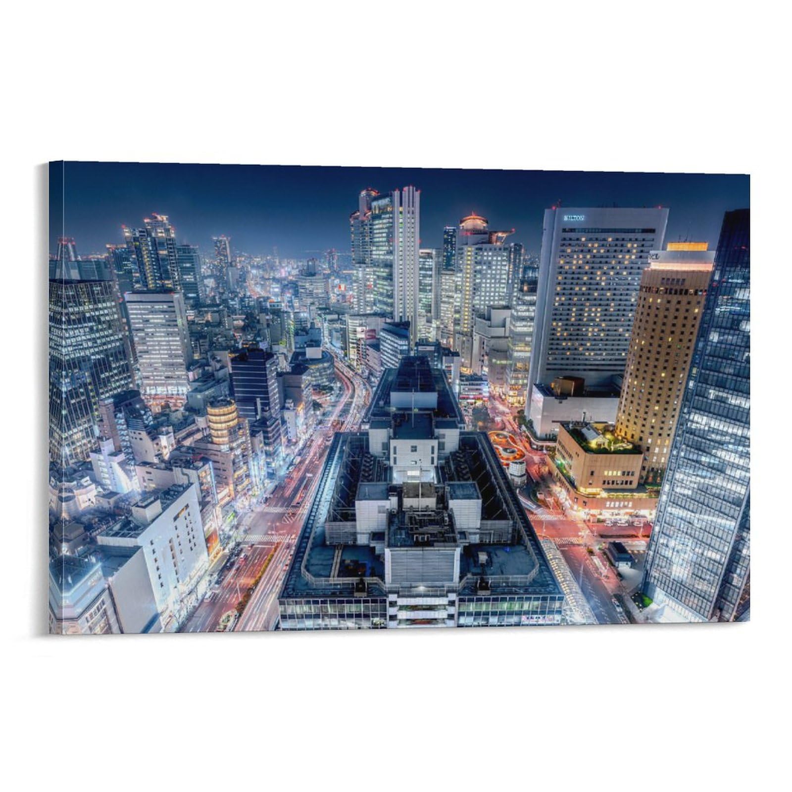 Amazon.co.jp: 絵画 大阪府の都市夜景インテリア 絵画 魅力的な都市 