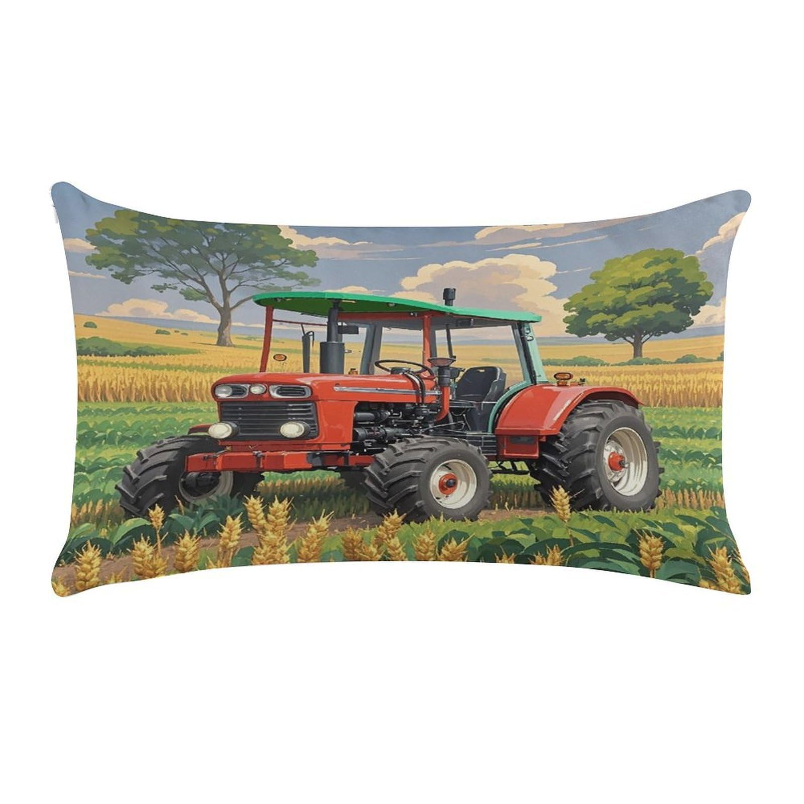 Tractor Theme Pillow Case Decorative Rectangle Throw Pillow Cover Soft Plush Pillowcase Cozy Cushion Case Modern Pillow Sham Cushion Cover for Bedroom Sofa Couch 20 X 12 Inch