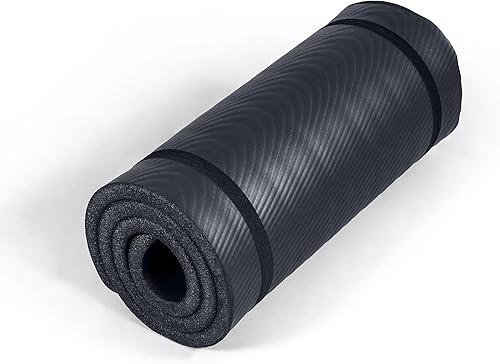 Tone Fitness Esterilla de yoga de 1 pulgada de grosor Alfombrilla de ejercicio antideslizante de alta densidad con correa de transporte para yoga,