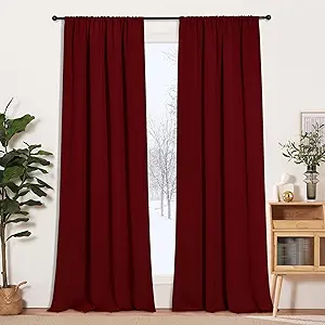 RYB HOME Extra Long Curtains 108 inches Length, Blackout Curtains for Living Room Ceiling to Floor Privacy Dividers Picture Window Drapes for Dining Room, Burgundy Red, W52 x L108 inches, 2 Panels