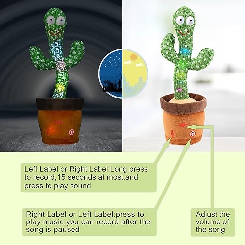 Miniatura 46 de Emoin Juguete de cactus que habla bailando, juguete de cactus para bebé, canción infantil, imitando la grabación y repitiendo lo que dices, juguetes