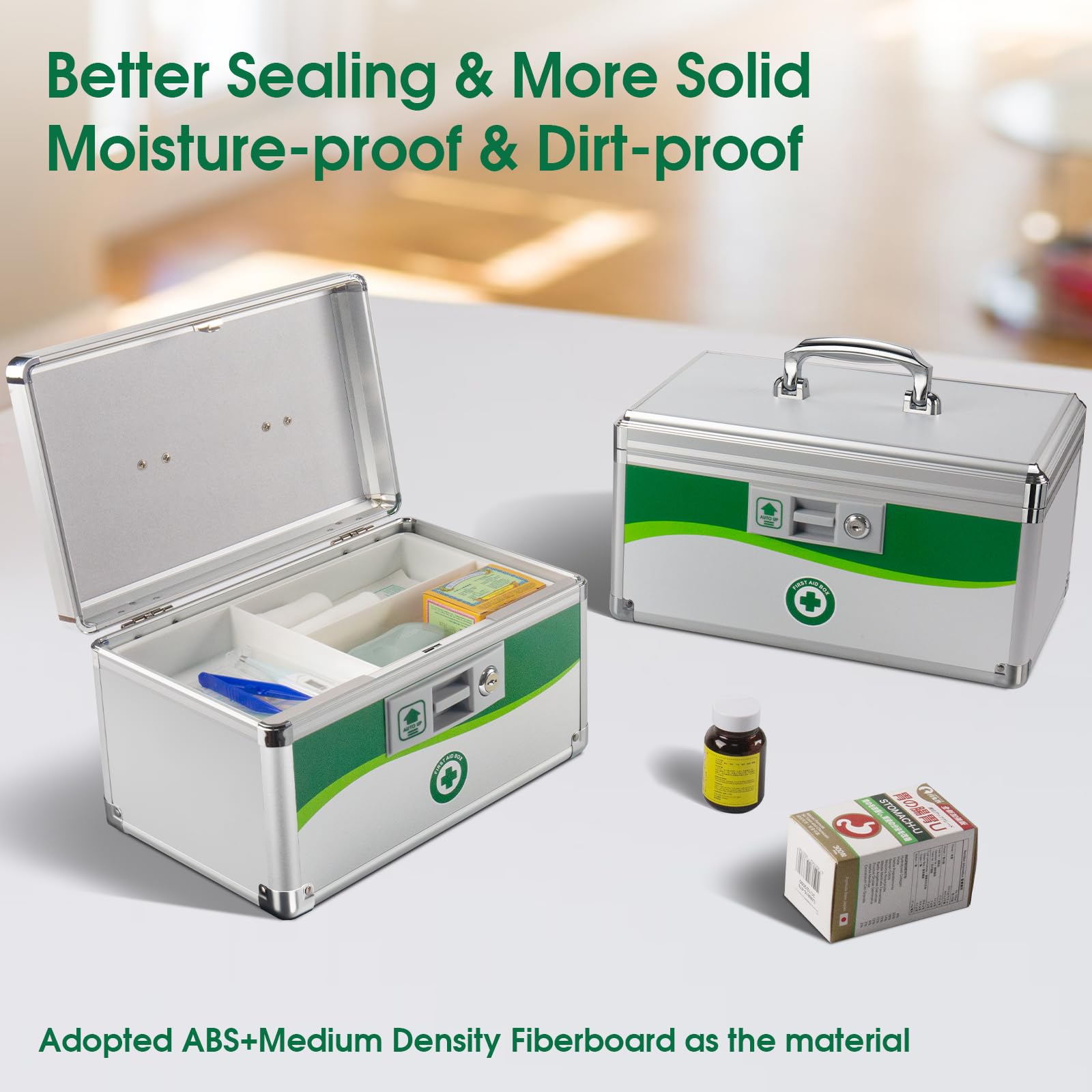 ZORVIDSON Lockable Medicine Box, Medication Storage with Key Lock, Portable First Aid Safe Empty Box - Image 4