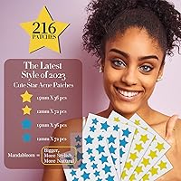 Vista 2 de 216 parches de acné de estrella con ácido salicílico y árbol de té, parches de espinillas para espinillas para cara, parches hidrocoloides azules