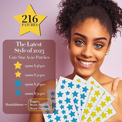 Miniatura 2 de 216 parches de acné de estrella con ácido salicílico y árbol de té, parches de espinillas para espinillas para cara, parches hidrocoloides azules y