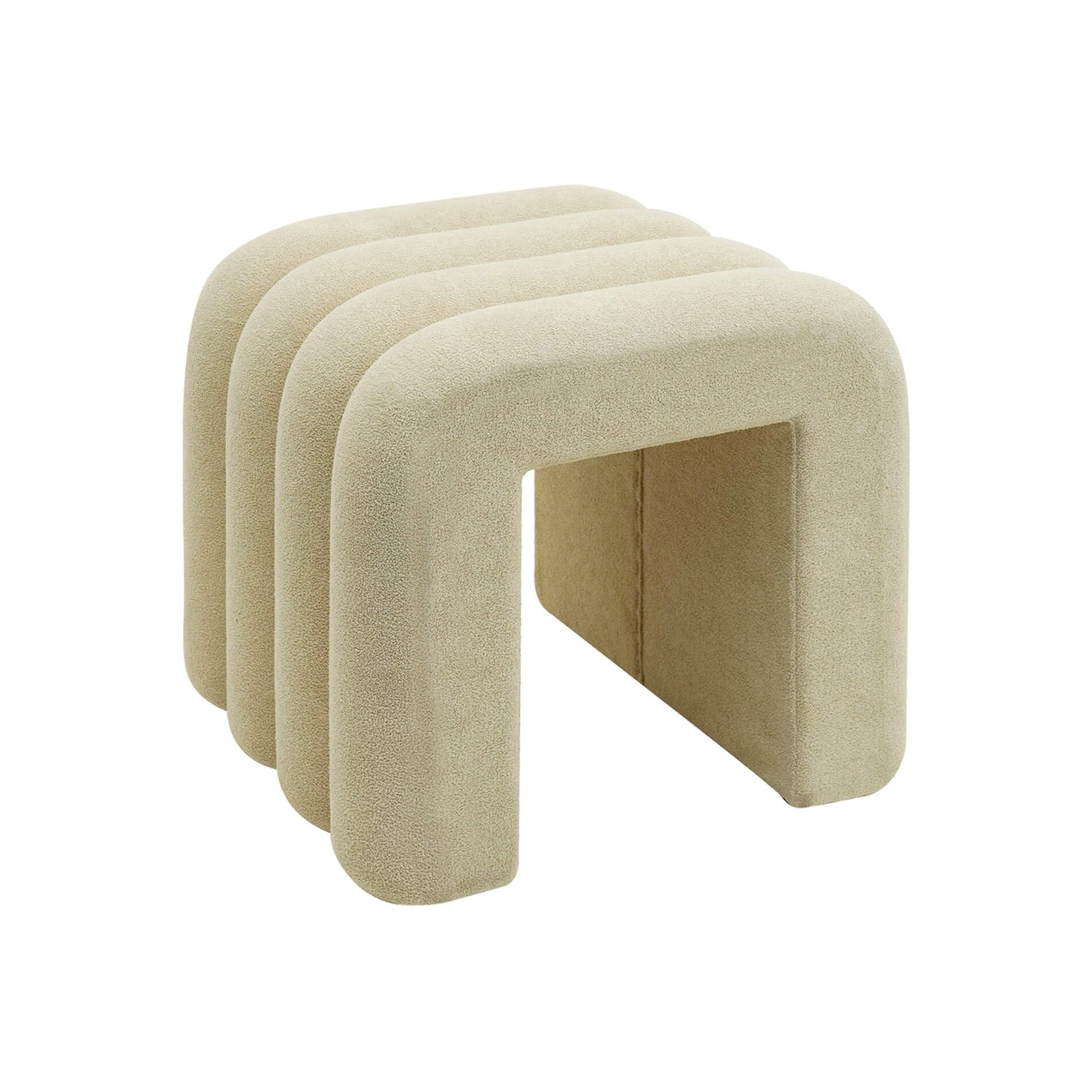 Rebecca Mobili Set 2 Pouf Moderni, Poggiapiedi Bassi, Beige, Tessuto Poliestere MDF, Imbottito, Design Originale, per Camera da Letto Salotto - Misure HxLxP: 40 x 38 x 40 cm - Art. RE7061