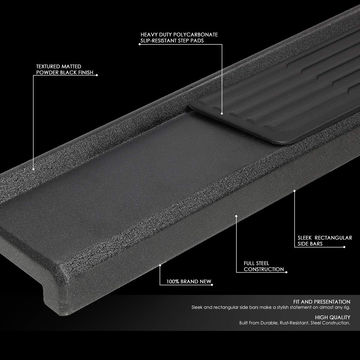 Auto Dynasty 6 Inches Side Step Nerf Bar Running Board Compatible with Jeep Wrangler JL Unlimited 4-Door 18-22, Mild Steel, Matte Black