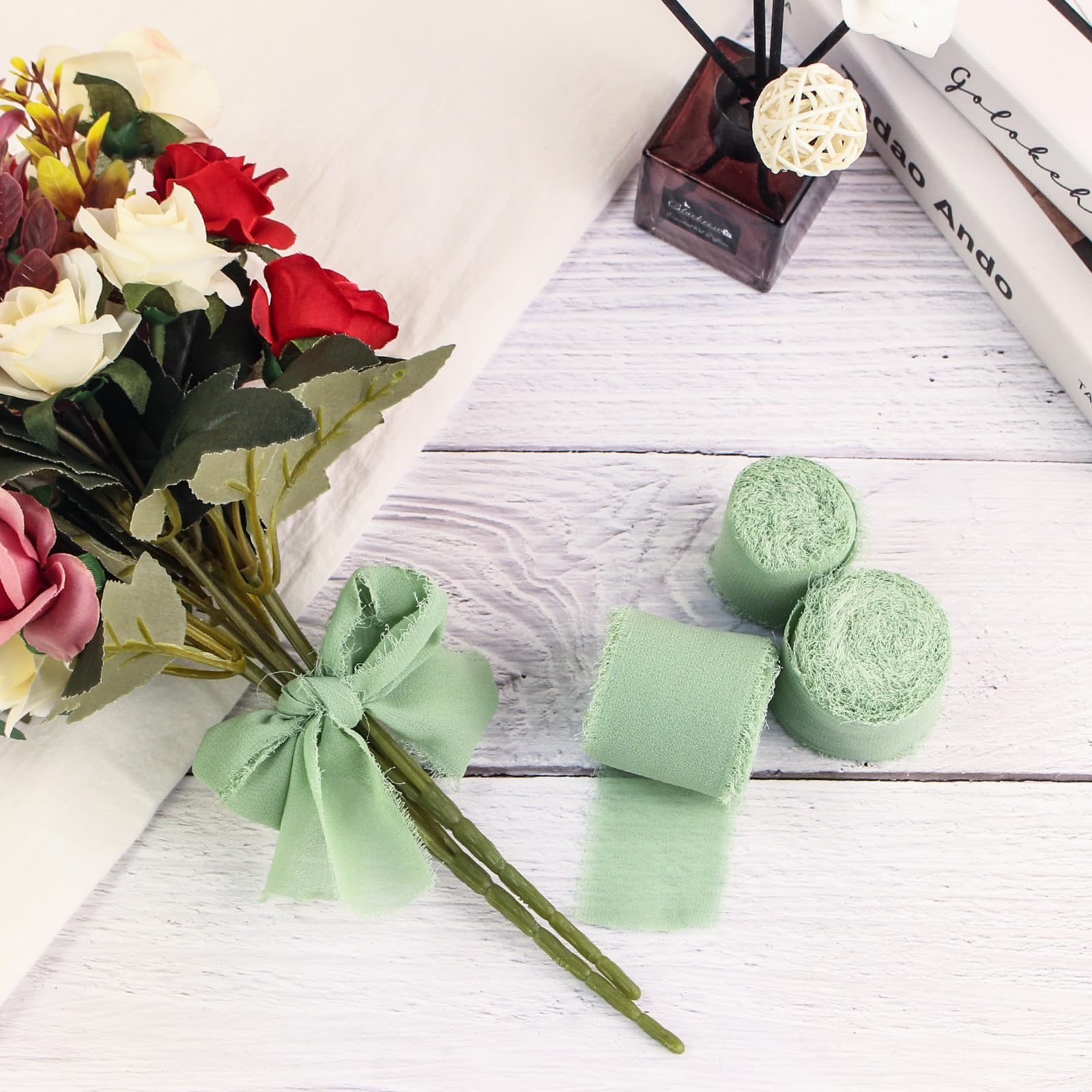 Nastro Chiffon 19,2m Per Regali E Matrimoni - 3 Rotoli Da 6,4m, Largo 3,8cm, Elegante E Morbido - Foto 9