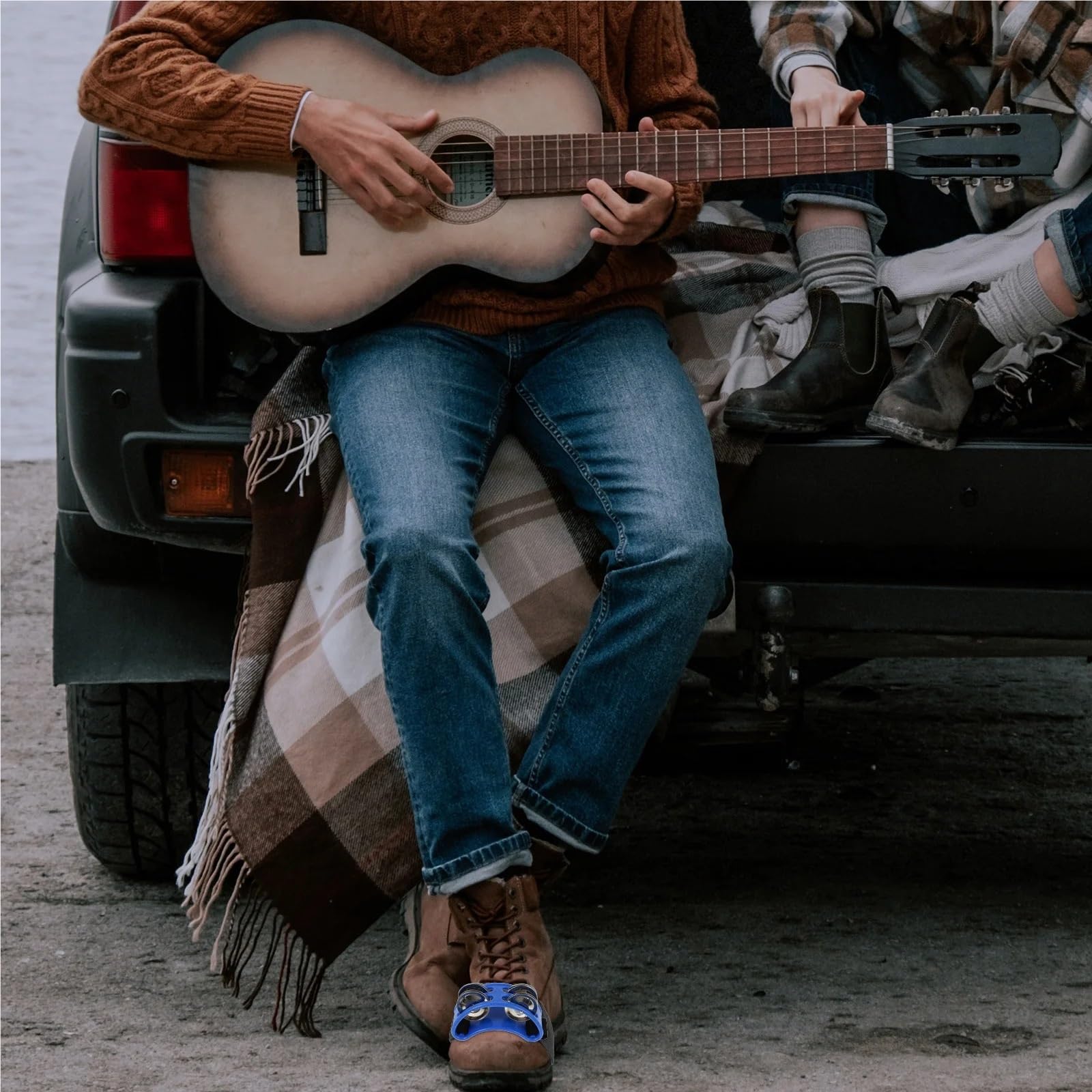 2 cascabeles de pie, pandereta, campana percusión rítmica. Ideales for bateristas, guitarristas, cantantes, compositores y músicos para Acompañamiento