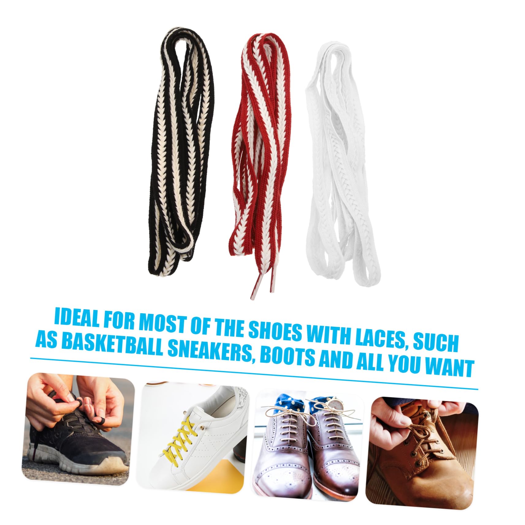 15pares Replacement Wide Shoelaces for Sneakers Casual and Outdoor Shoes Weave Design
