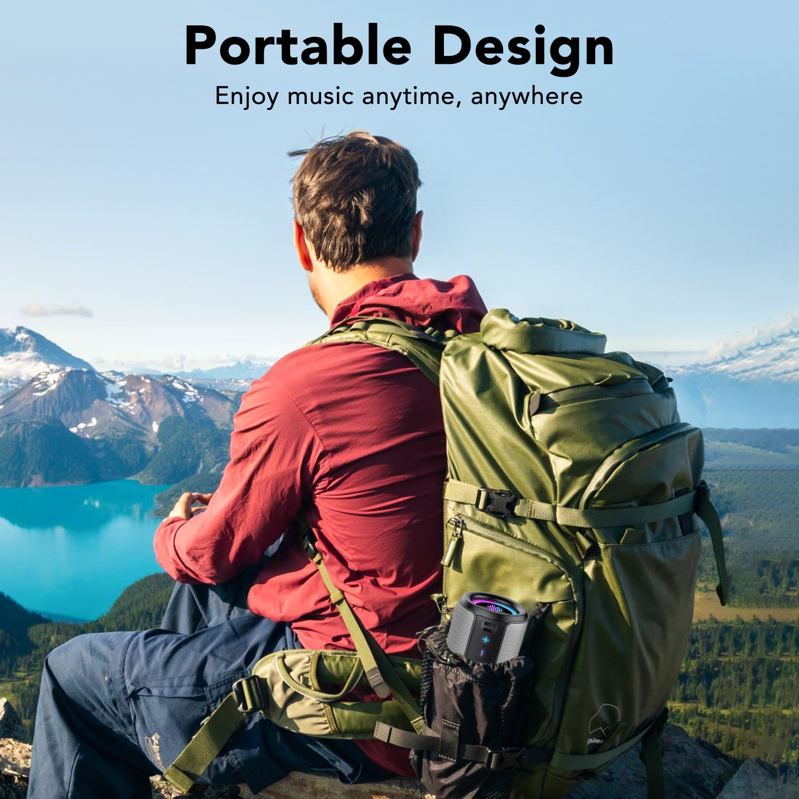 Cassa Bluetooth Portatile Potente 15W, Mini Altoparlante Bluetooth 5.4, IPX7 Impermeabile, Luci LED Colorate, Bassi Potenti, 12 Ore di Autonomia, Accoppiamento TWS, Speaker Bluetooth da Esterno Feste