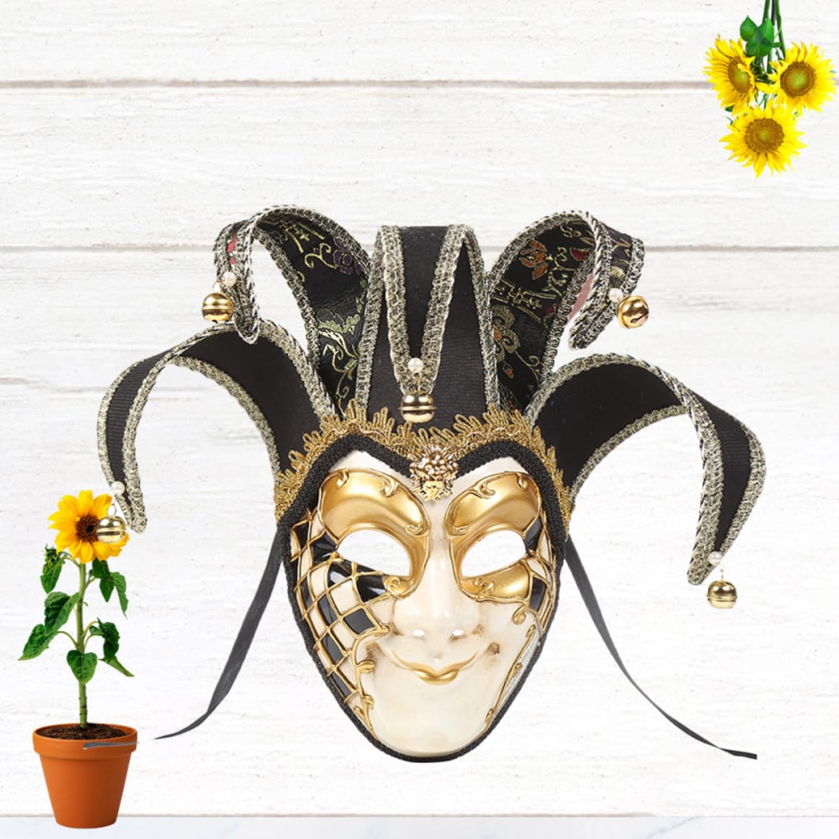 Máscara de Fiesta Veneciana Vintage para Carnaval y Mascarada, Material Plástico y Tela, Diseño de Rostro Completo, sin Olor Deformación para Actuaciones