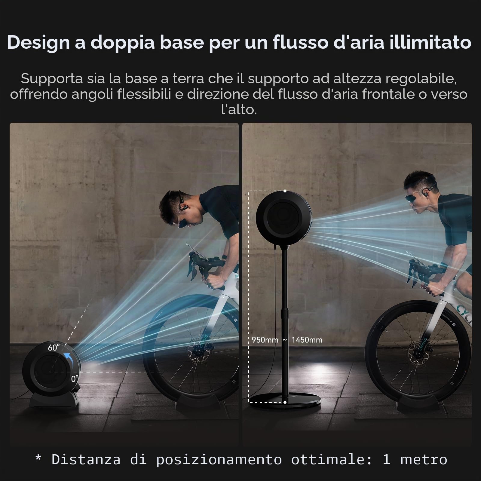 CYCPLUS - Ventilatore intelligente per ciclismo indoor, motore BLDC, 5 modalità vel., telecomando e controllo app, Bluetooth/ANT+, basso rumore per allenatori