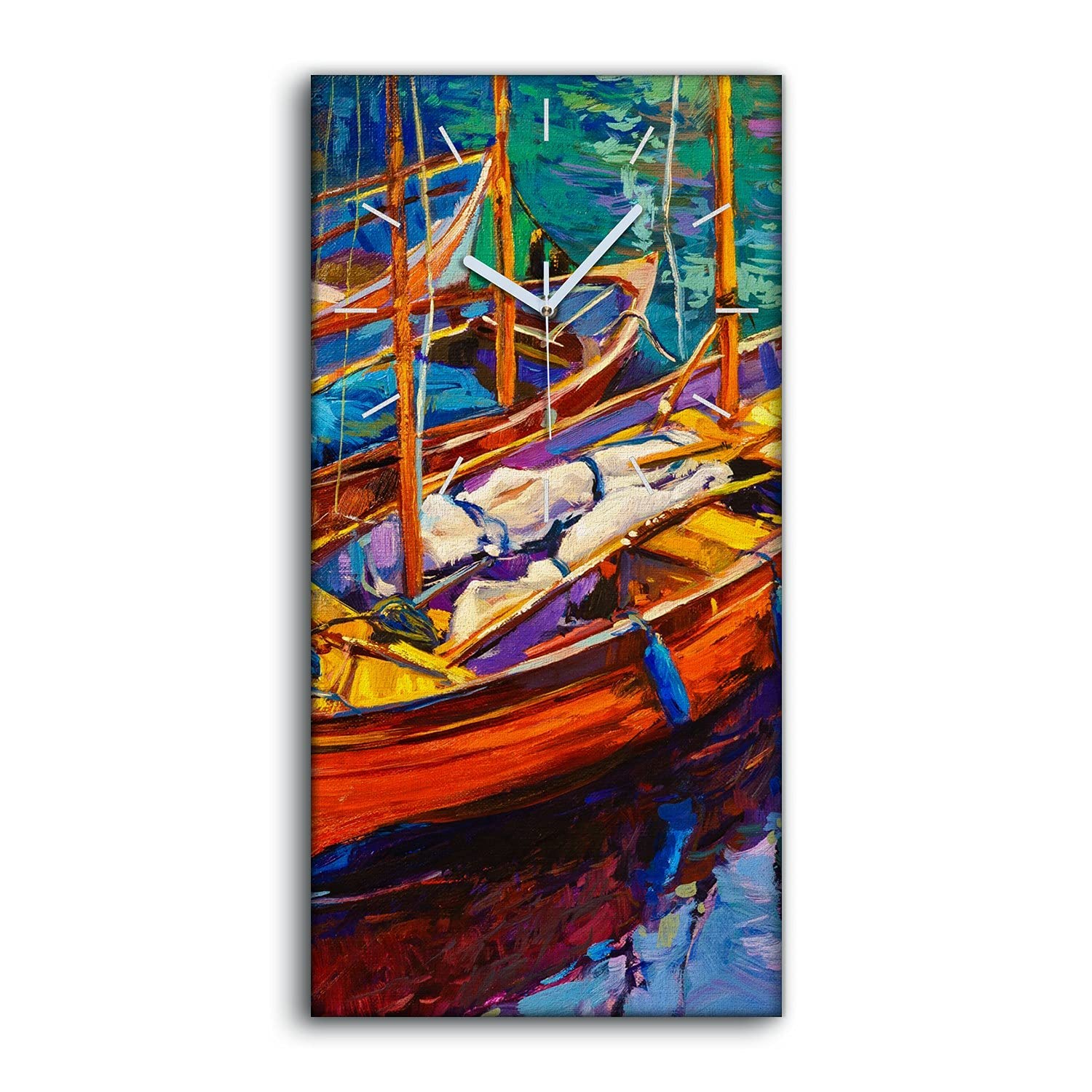 Horloge sur Toile 30x60cm Art Mural Salon Moderne Tableau Mer Sans Tic Tac