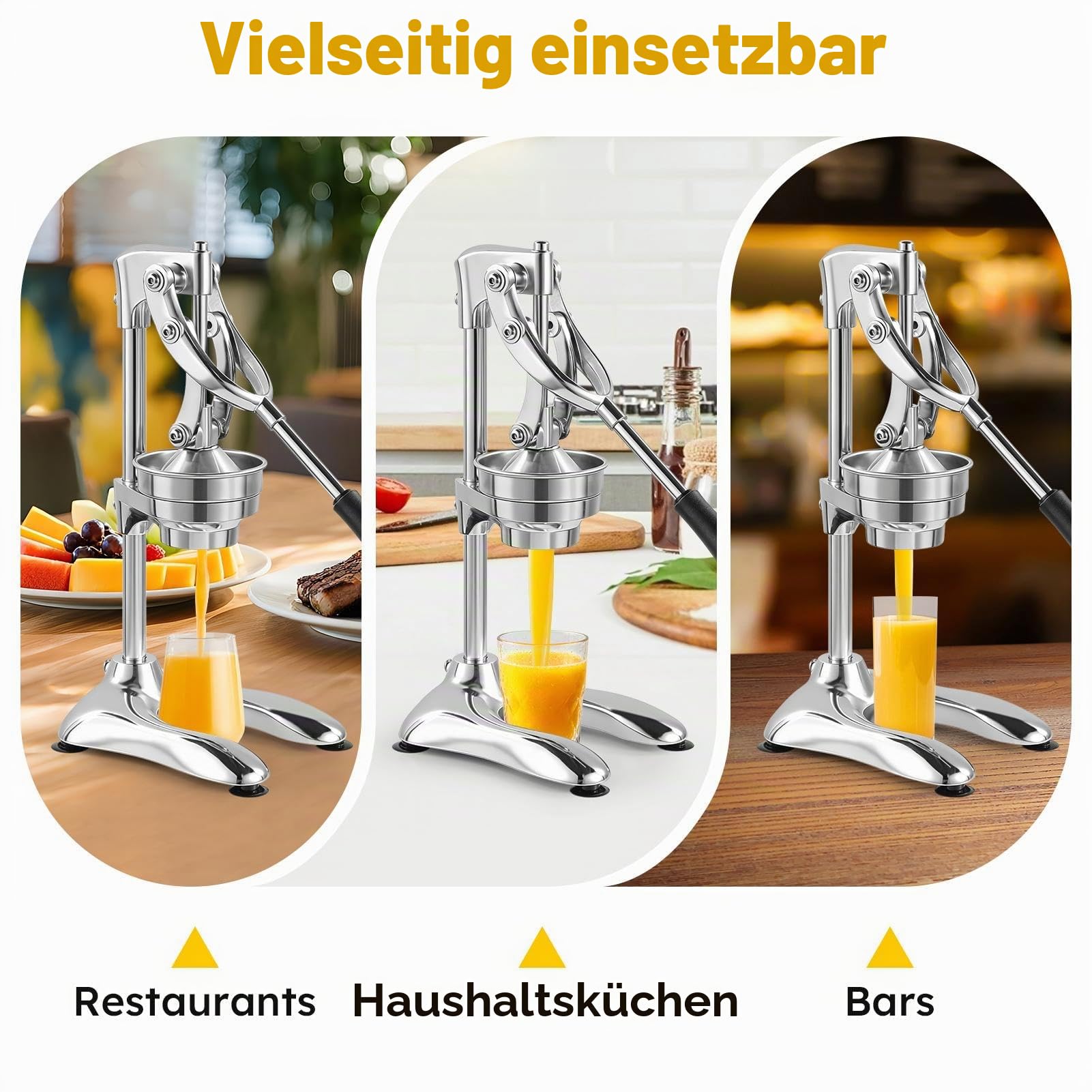 Saftpresse Manuell, Orangenpresse Handpresse, Leicht zu Reinigende Zitruspresse mit Konischer & Flacher, Cast Iron Juicer, Manual Entsafter für Orange, Zitrone und Obst