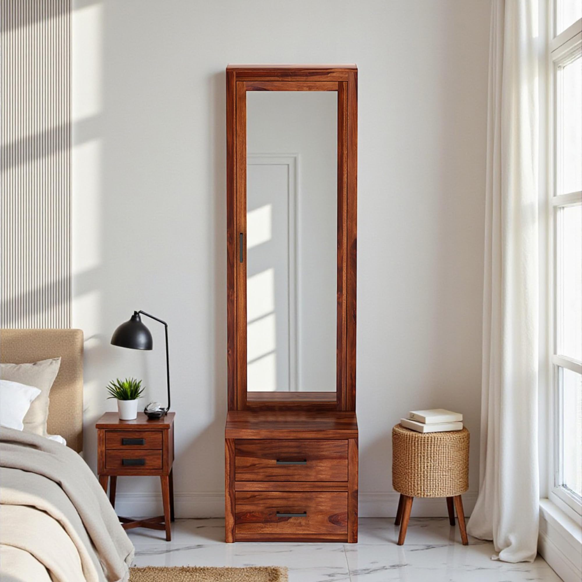 The Attic Jaisal Dressing Table for Bedroom|Solid Wood|Honey Matt Finish