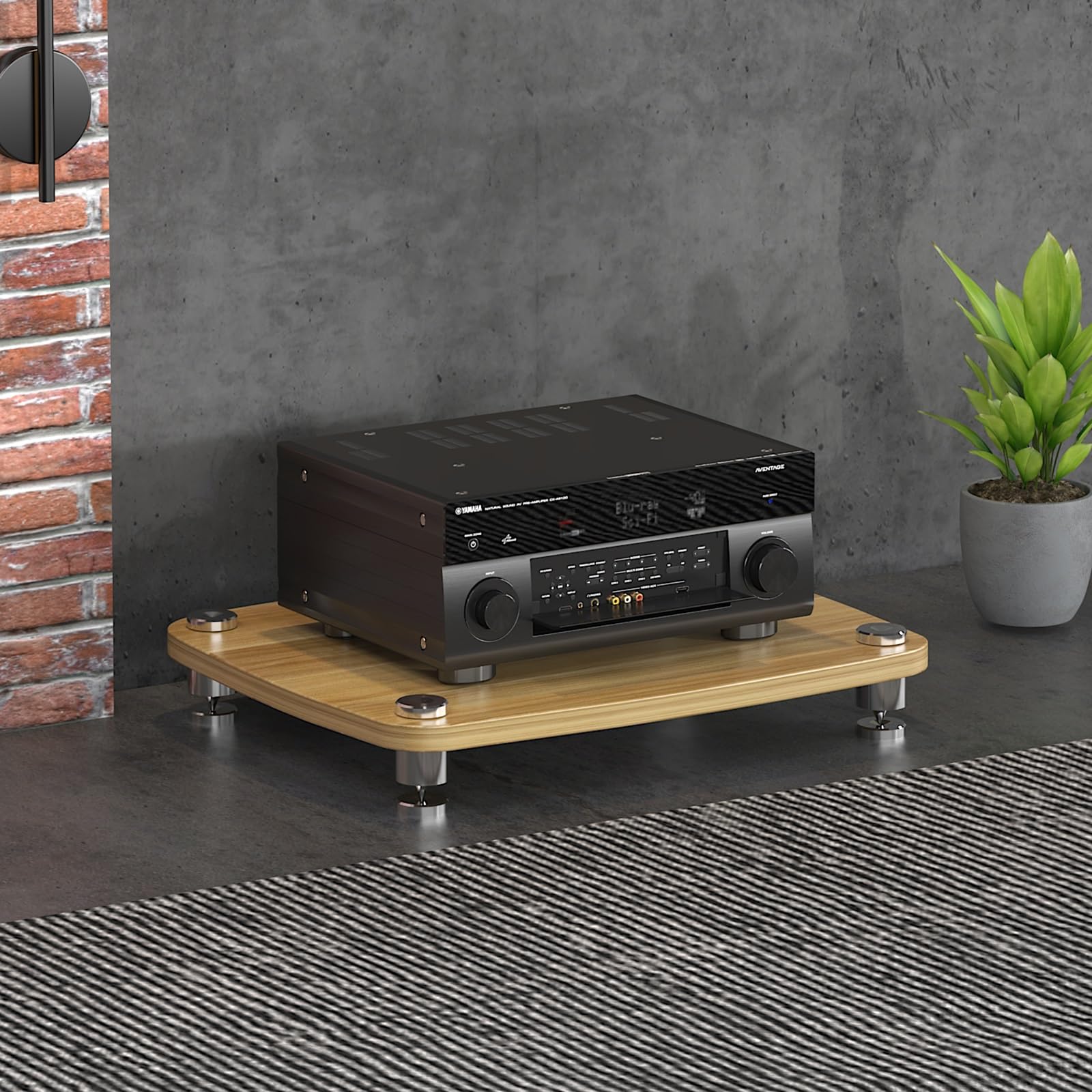 Support audio HiFi moderne et meuble TV marron de 9,9 cm pour console