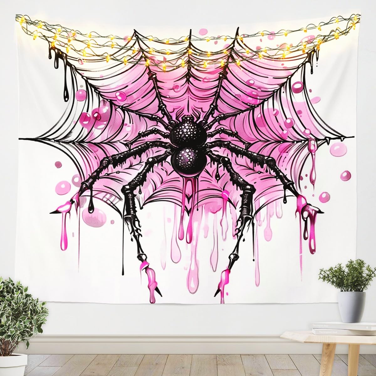 Amazon.com: Manfei Black Spider Tapestry Pink Tie Dye Graffiti