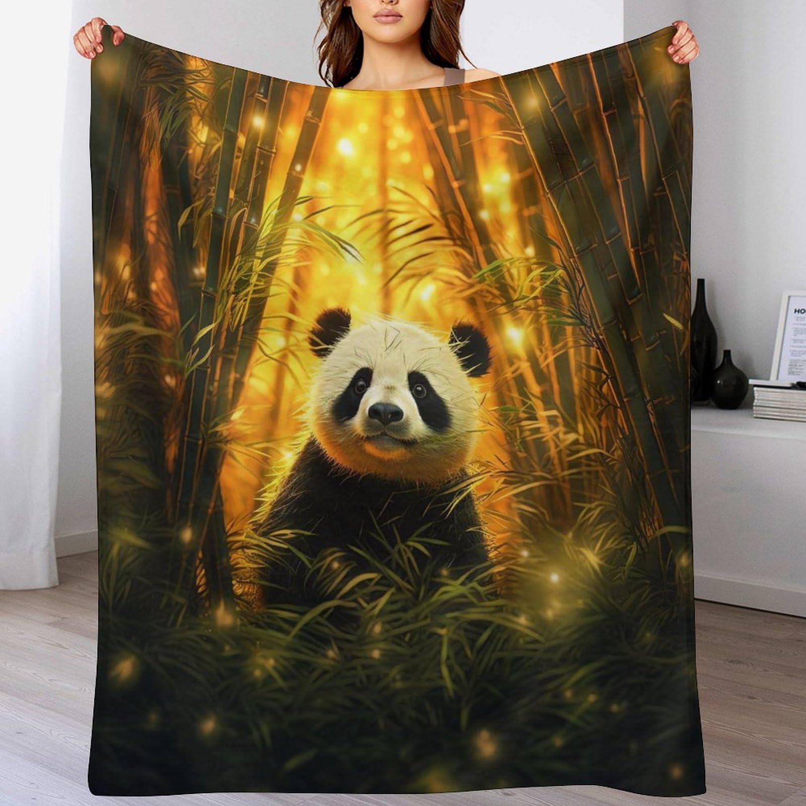 Couvertures polaires contre le froid : plaid en flannel légère et douce imprimé panda