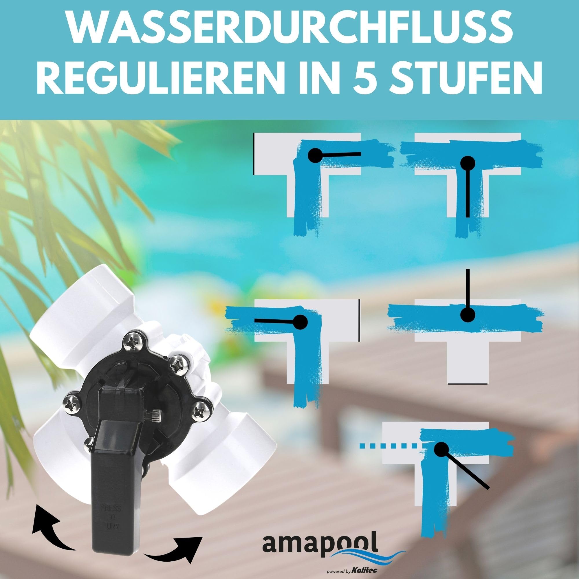Amapool Bypass Set Pool 38mm – Komplettset für Poolheizung & Sandfilteranlage mit 3-Wege-Ventil, Anschlussset für Poolzubehör & Schlauch 32/38mm, Poolheizung