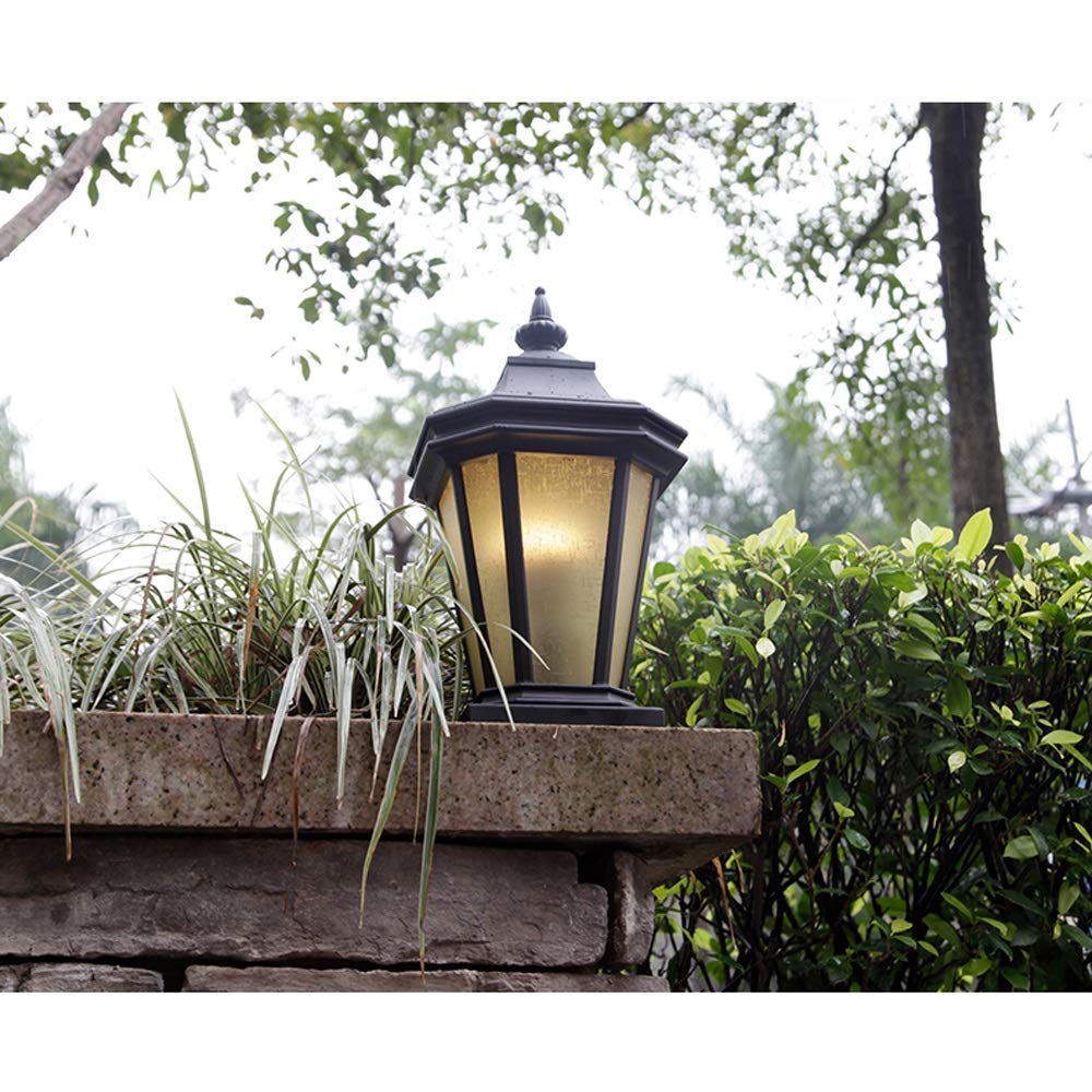 Luces de Poste Europeas al Aire Libre Impermeable IP54 jardín Pared Pilar lámpara Puerta Columna lámpara decoración Patio antorcha Patio Villa jardín Aluminio E27 Vidrio Linterna Accesorio