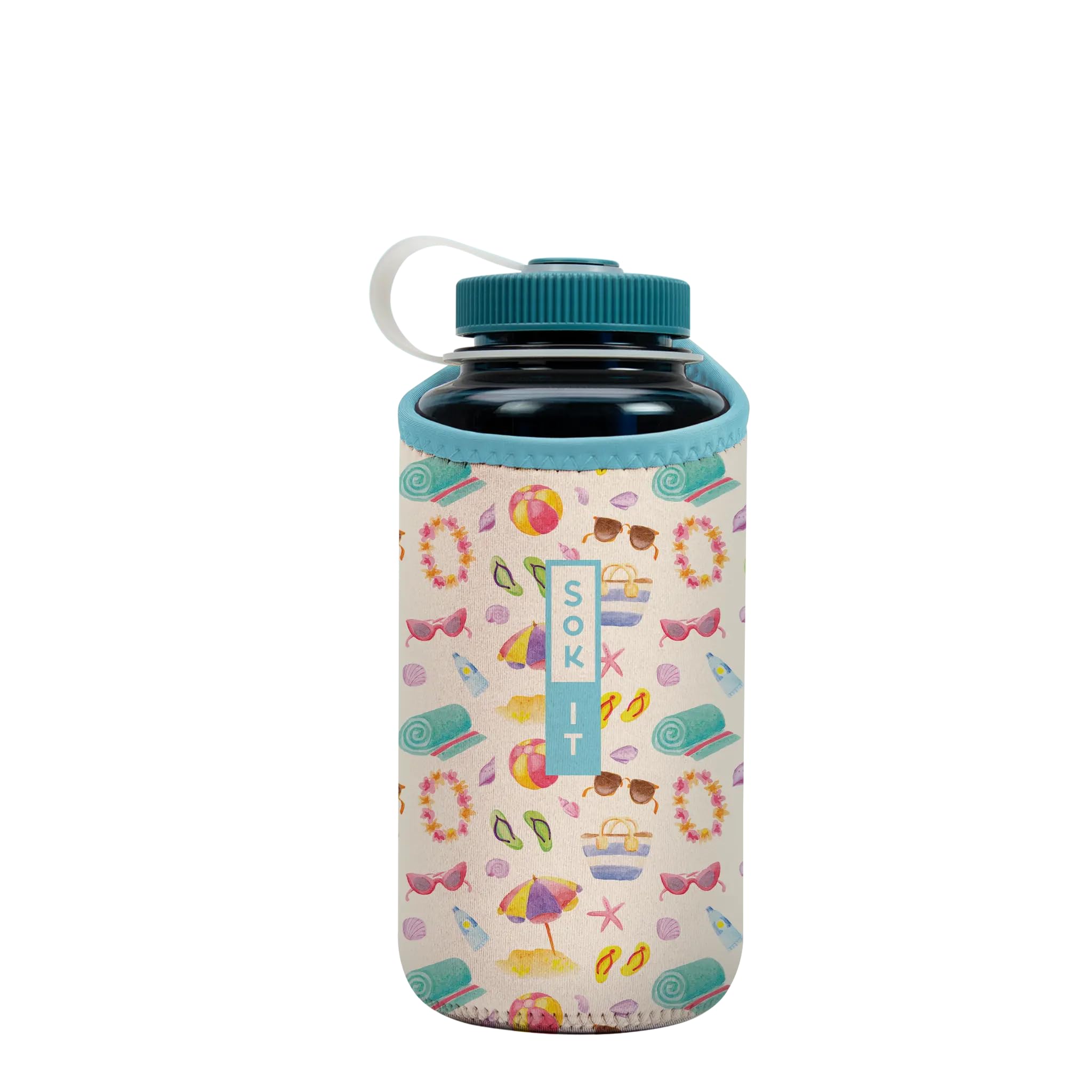 Sok It BotlSok Water Bottle Sleeve Insulated Neoprene Cover (Beach Life, Fits 32oz Nalgene) — image 1