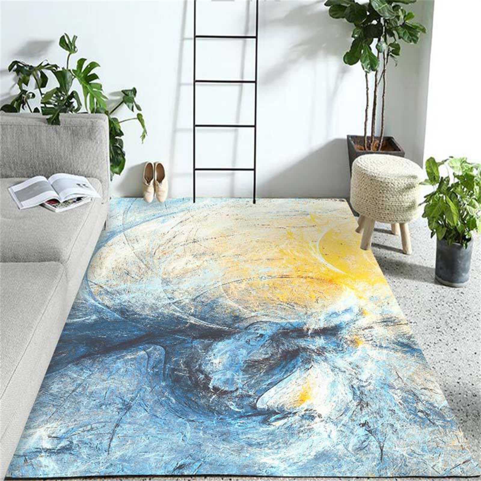 Tapis design multicolore 60x90cm lavable en machine pour salon moderne