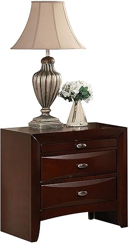 Miniatura 5 de HABITRIO - Mesita de noche de madera maciza con 2 cajones de almacenamiento y 1 bandeja extraíble, 26 x 17 x 25 pulgadas de alto (espresso)