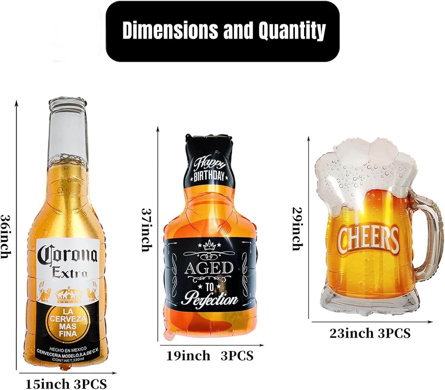 9pcs Corona Whisky Beer Mug Mylar Helium Balloons, Men Women Boys Girls Beer Themed Birthday Party Decoration, Baby Shower Engagement Decoration Supplies