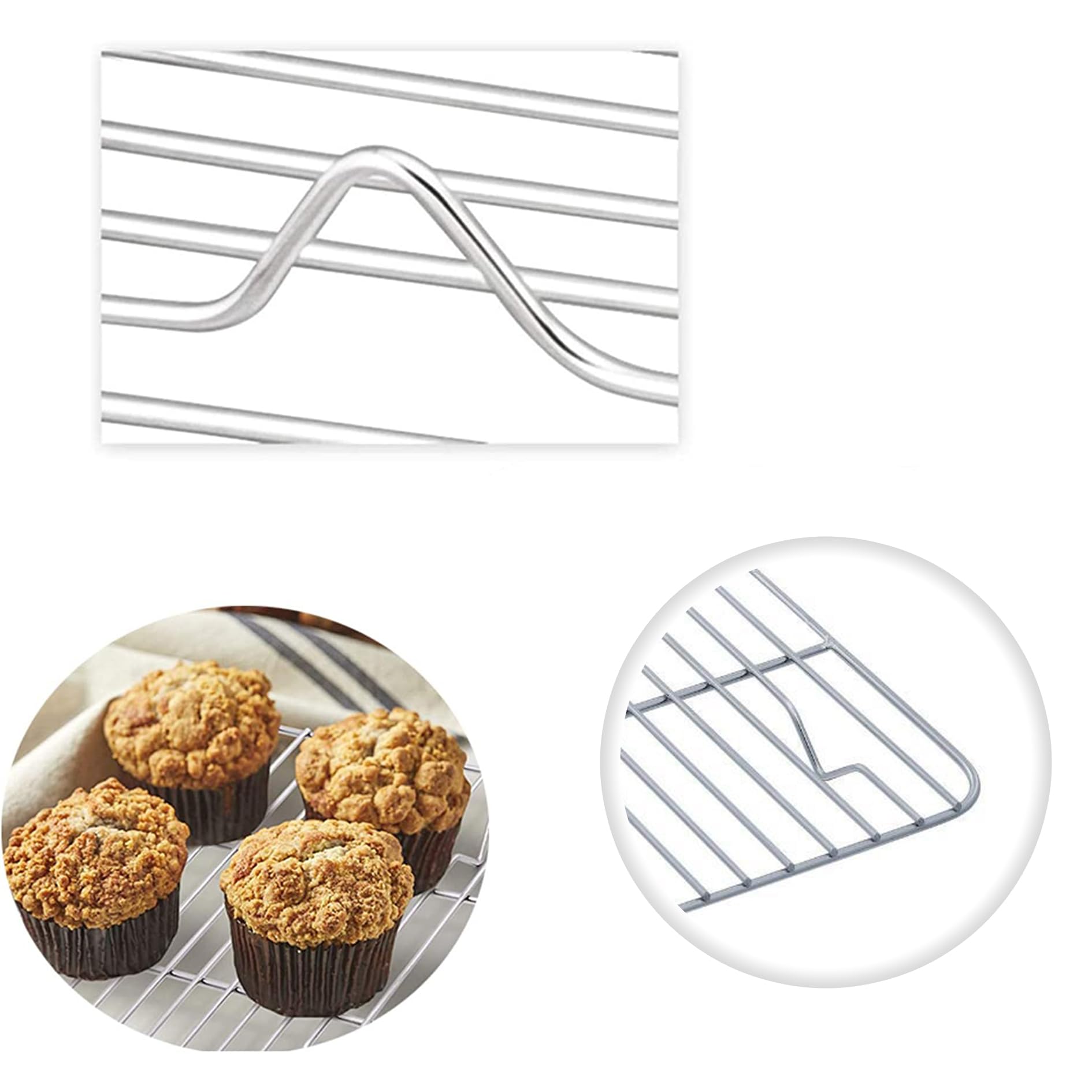 Griglia Di Raffreddamento Per Dolci QISF 2 Pezzi Griglie Di Raffreddamento Per Dolci,40 X 25 Cm Griglia Rettangolare Per Pasticceria, Ideale Per Raffreddare Pane, Pizza, Biscotti, Torte E Altri Prodotti Da Forno