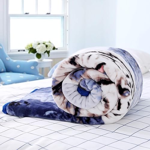 Miniatura 3 de Paquete de 2mantas de 7.8libras - Manta coreana gruesa tamaño queen - Afelpado visón suave, grueso y cálido - Vellón resistente a las arrugas de