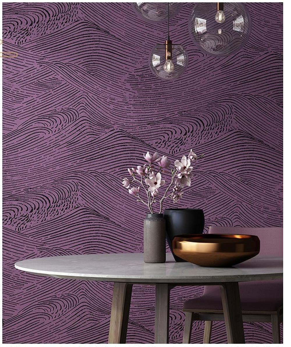 Carta Da Parati Moderna 3D Stile Giapponese Viola Carta Da Parati Adesiva Muro,Wallpaper - Carta Da Parati In Tessuto Non Tessuto Per Soggiorno, Camera Da Letto, Cameretta Dei Bambini 10M X 0,53 M