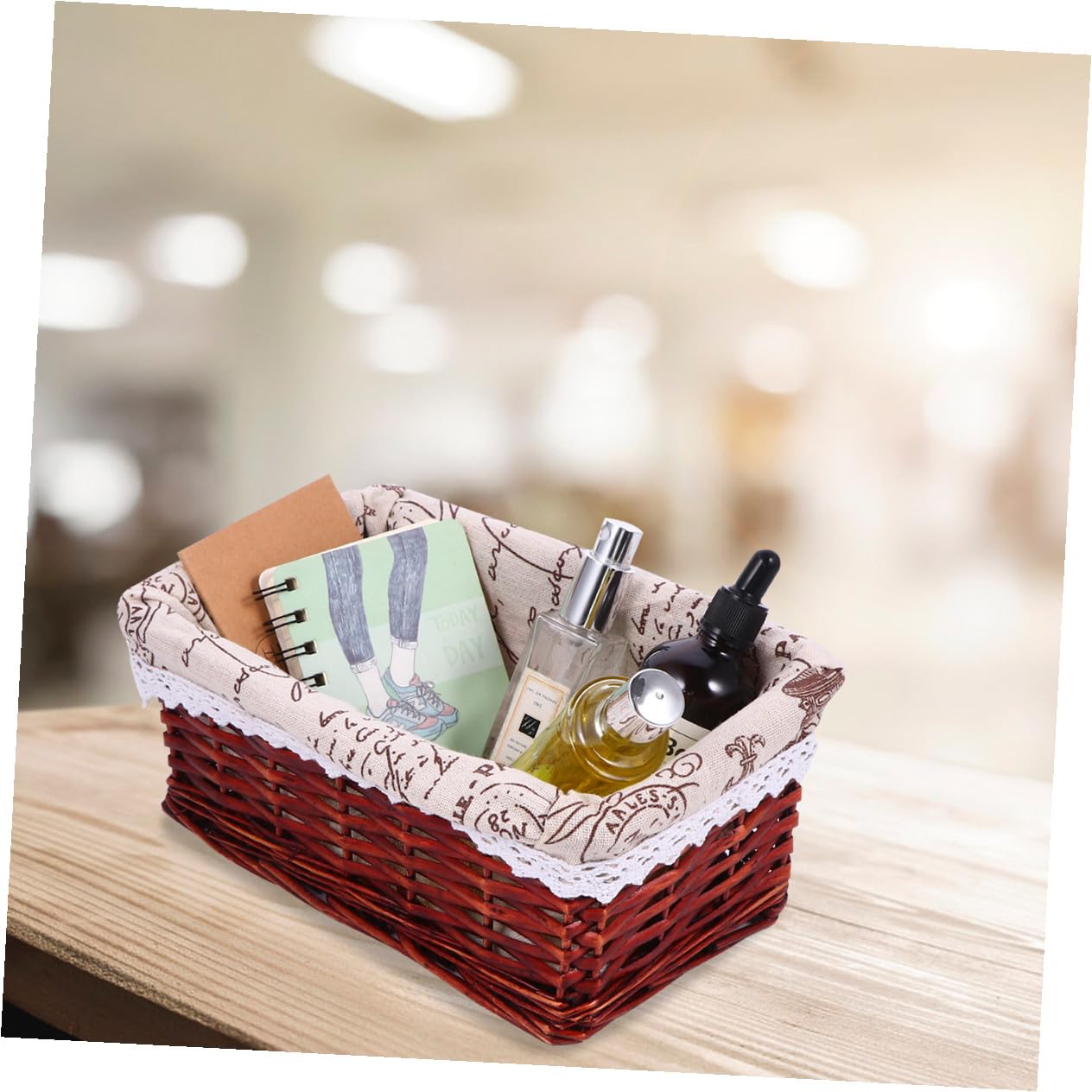 TOPBATHY 2 Piezas Cesta Almacenamiento Cesta Mimbre cestas almacenaje Bandeja para Servir Comida cestas organizadoras Canasta Almacenamiento Regalo Cesta Flores Hecha a Mano