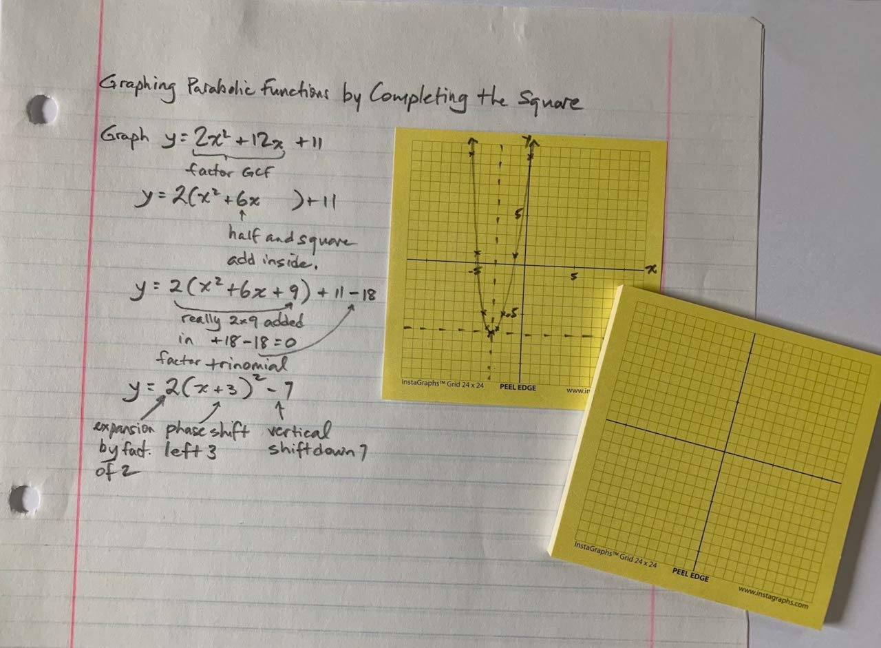 Amazon.com : InstaGraphs 24x24 with Axes 5 Sticky Graph Note Pads (50  Sheets/pad) Paper Notes FBA "All Over Adhesive" : Office Products