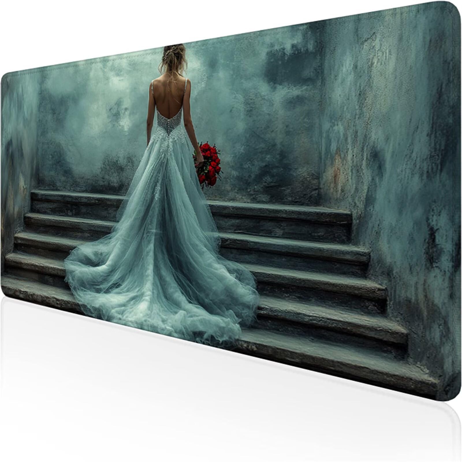 Biała podkładka pod mysz dla graczy XXL 1400 x 600 x 3 mm, pod ręką biurko kobieta z antypoślizgową i wodoodporną gumową podkładką pod mysz, gładka powierzchnia poprawia precyzję i szybkość D1-463