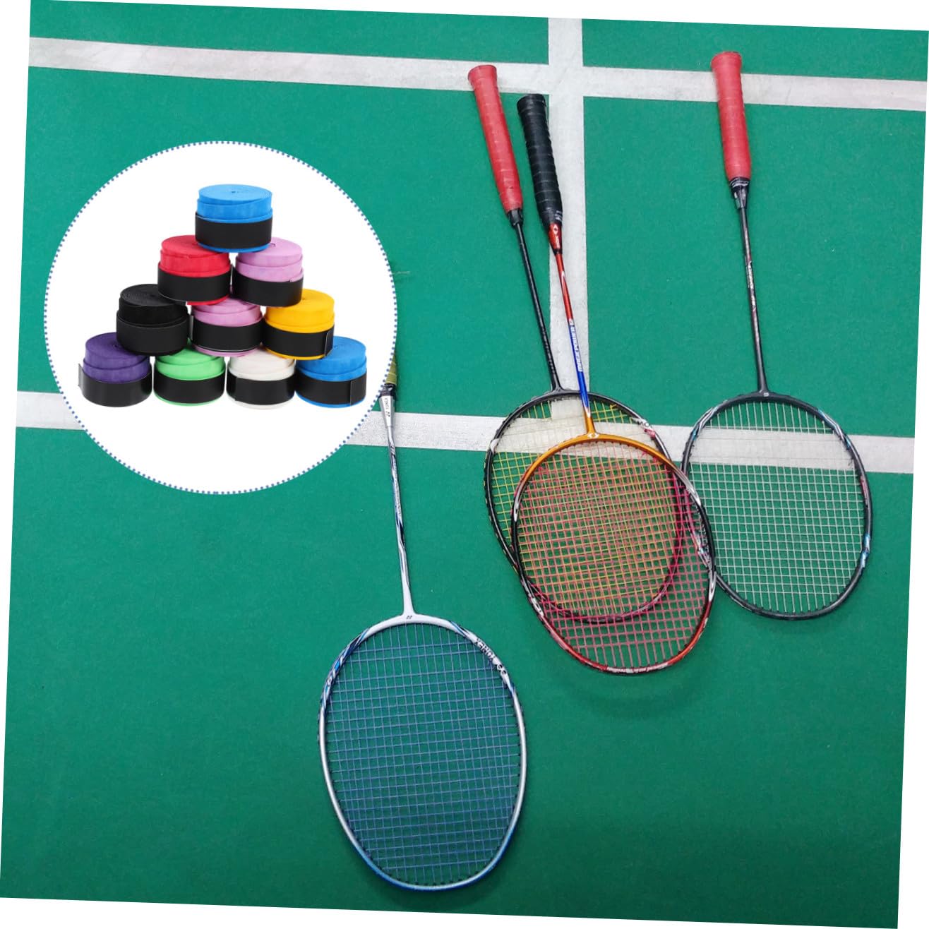 Happyyami 36kawałki Sztuk Antypoślizgowych Gripów Do Rakiet Tenisowych Kolorowe Taśmy Do Sportów Outdoorowych Badmintonu Tenisa i Baseballu z Zapewniające i Trwałość
