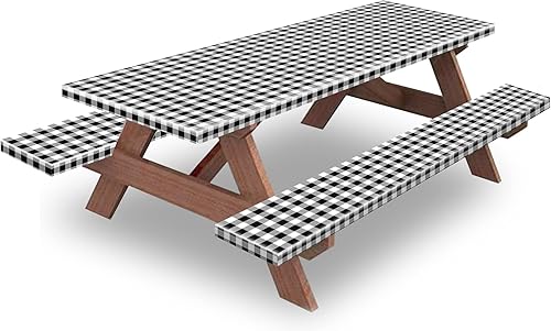 KENOBEE Funda para Mesa y Banco de Picnic de 5 Pies, Esenciales de Camping Equipo para RV, 60 Pulgadas Impermeable Resistente al Viento Mantel