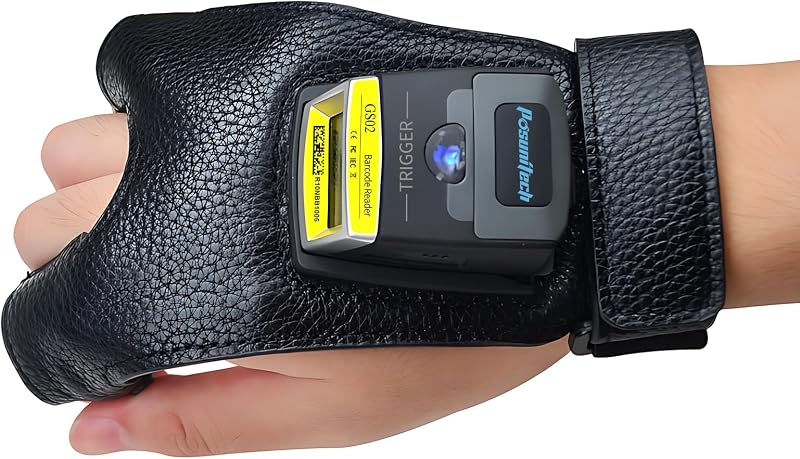 Escáner de código de barras para guantes 2D GS02 Lector portátil Zebra SE4107 Escaneo táctil IP65 Soporte NFC Multilingüe para almacén, sistema de gestión,