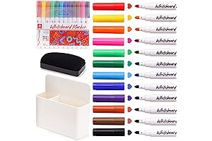 NiArt 12-Color Whiteboard Magnetic Dry Erase Marker Holder Set