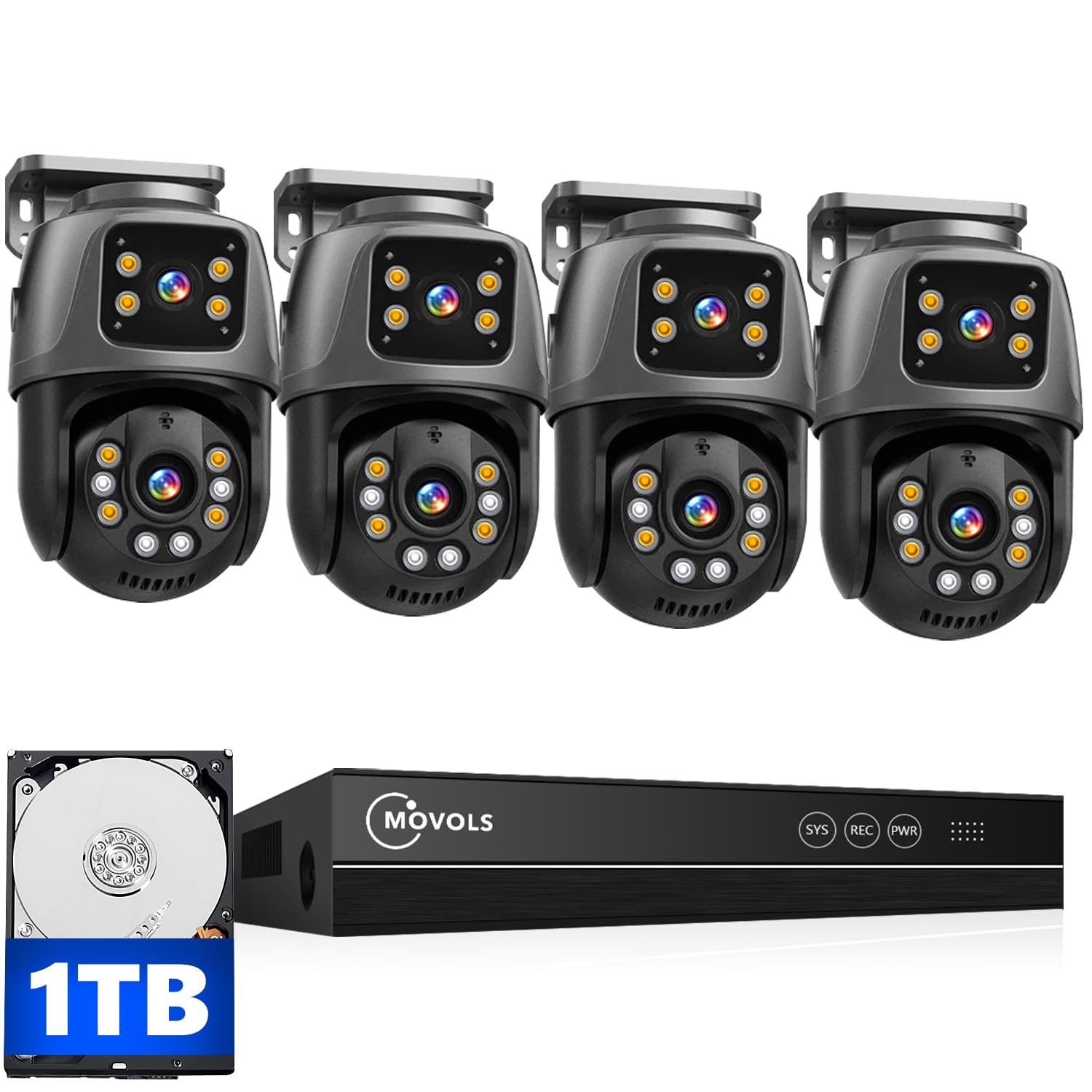 Amazon.com: MOVOLS Dual-Lens PoE Security Camera System, 4 x 6MP