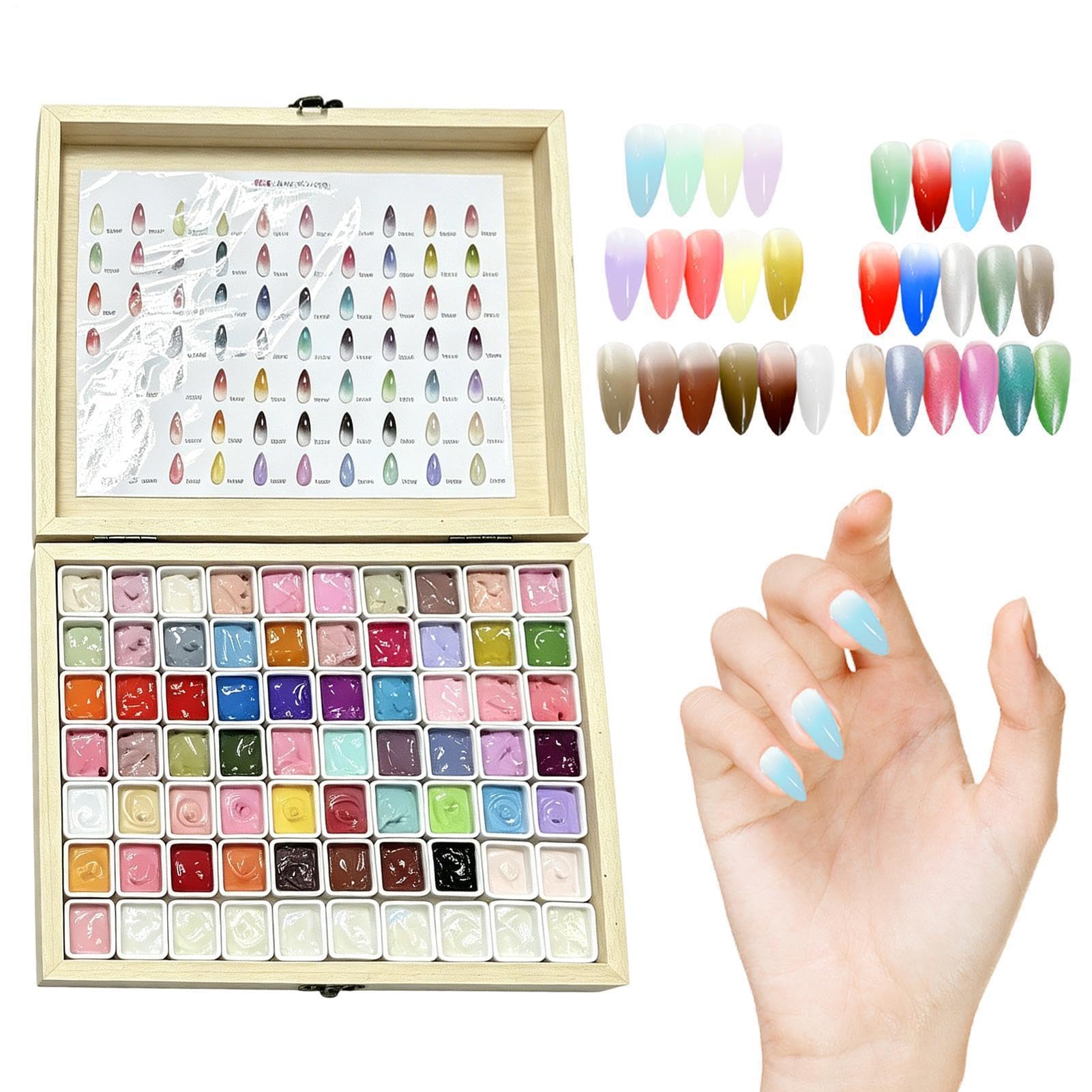 Farba Żelowa Paleta Artystyczna 70 Kolorów Do Francuskiego Manicure Metodą | Żel do paznokci dla początkujących, kobiet, dziewczyn, w domu, salonie, podróży, na imprezy, spa i studio