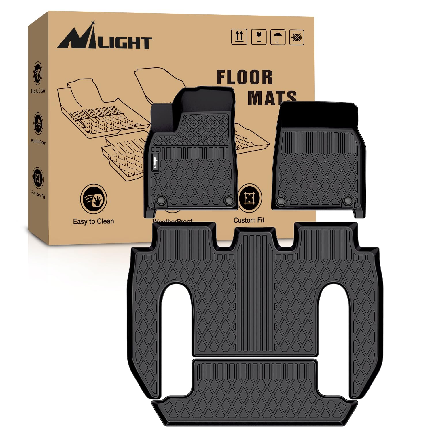 nilight tpe floor mats for tesla model x 6 seater 2022 2023 2024,all weather custom fit heavy duty floor liners