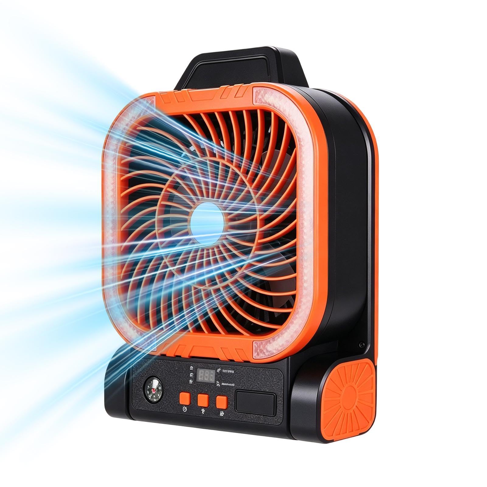 Generico Ventilatori da esterno Pieghevole angolo regolabile con LED | Ventilatore da campeggio a pannello solare per uomo donna tenda pesca crociera vacanze estive casa ufficio interni