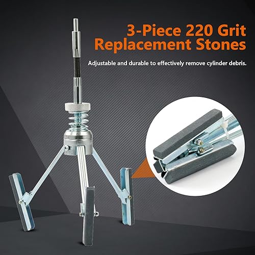 Miniatura 5 de 8milelake Cilindro de motor Hone Deglazer 2 pulgadas-6-1/2 pulgadas ajustable 3 pulgadas hoja con 220 piedras de grano cilindro de pistón Hone